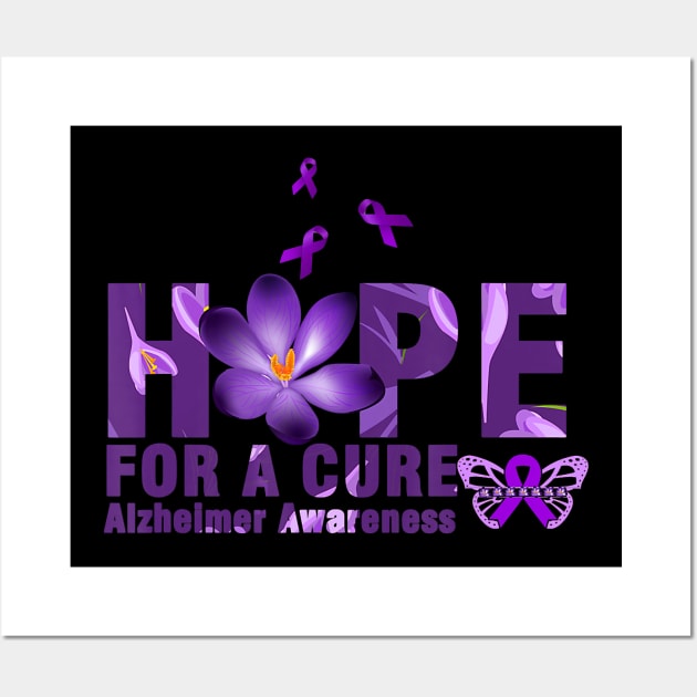 Hope For A Cure Alzheimer Awareness Flower and Butterfly Gift Wall Art by thuylinh8